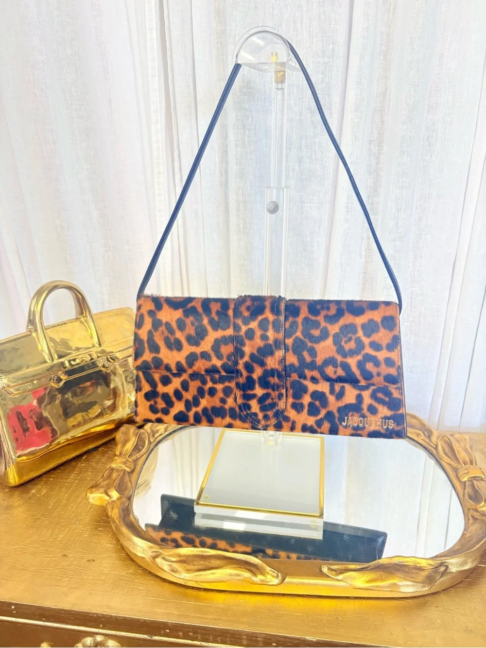 Jacquemus Le Bambino Long Leopard Calf Hair Shoulder Bag